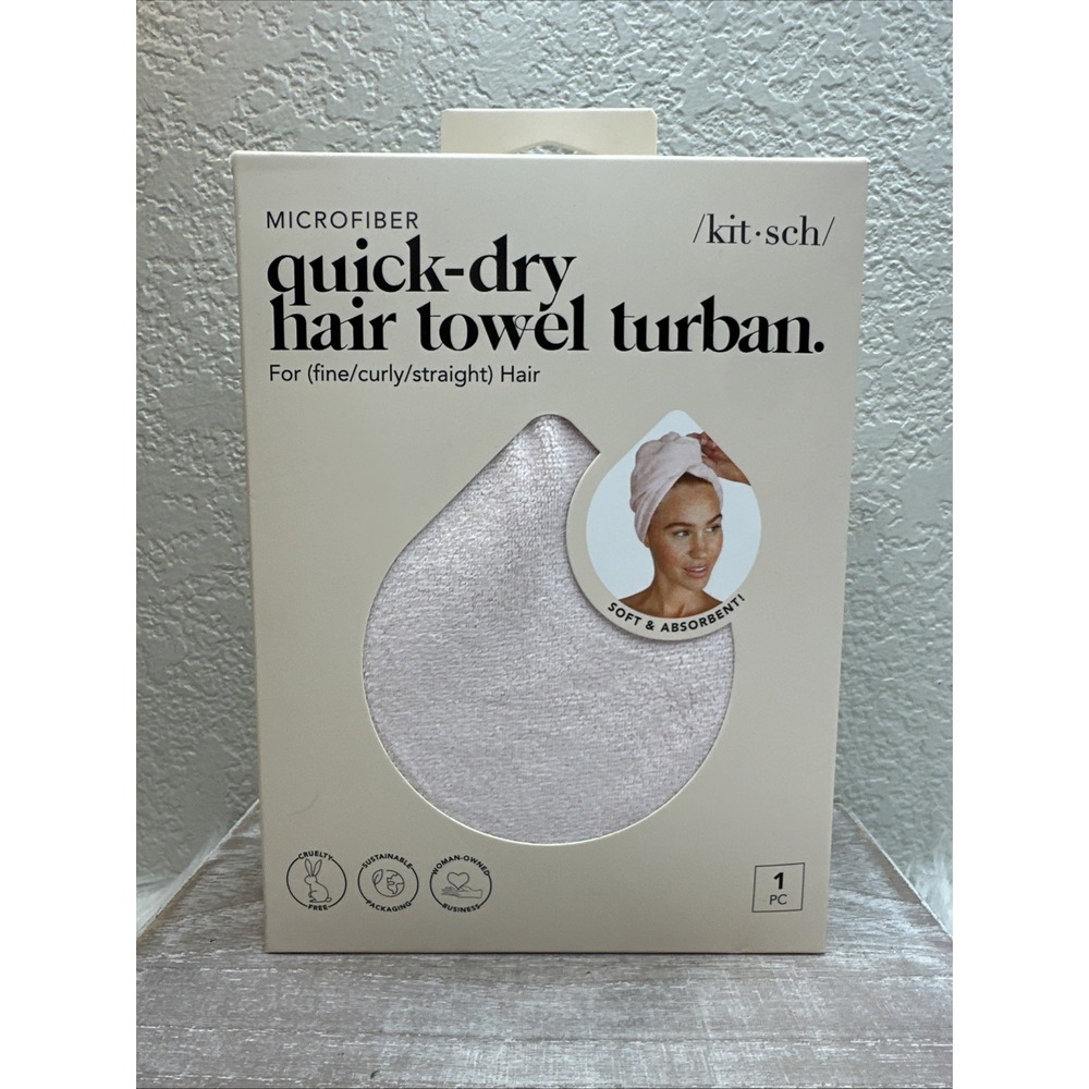 $15 🌙 NEW Kitsch Satin Blush Wrapped Microfiber Long Hair Towel Turban Blush